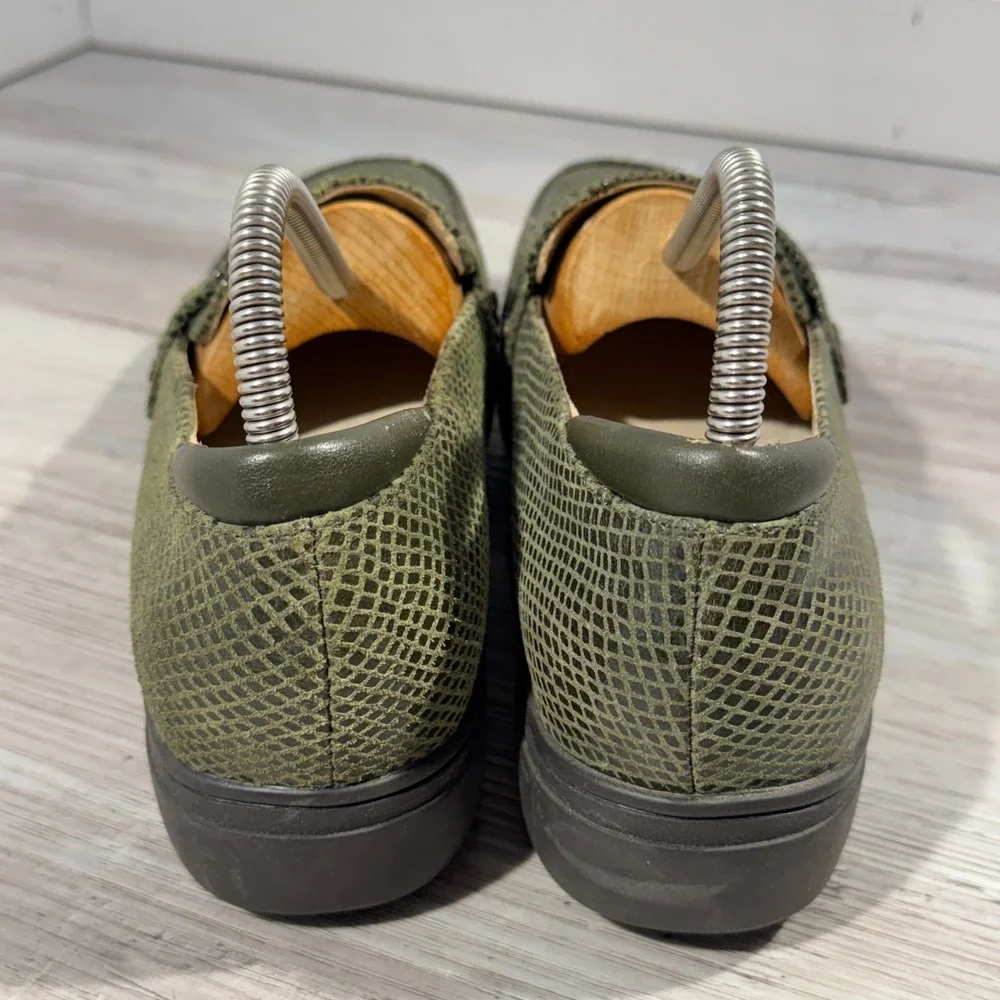 Alegria Taylor‎ Pro Olive Gloss Snake Penny Loafers Women's EU 42